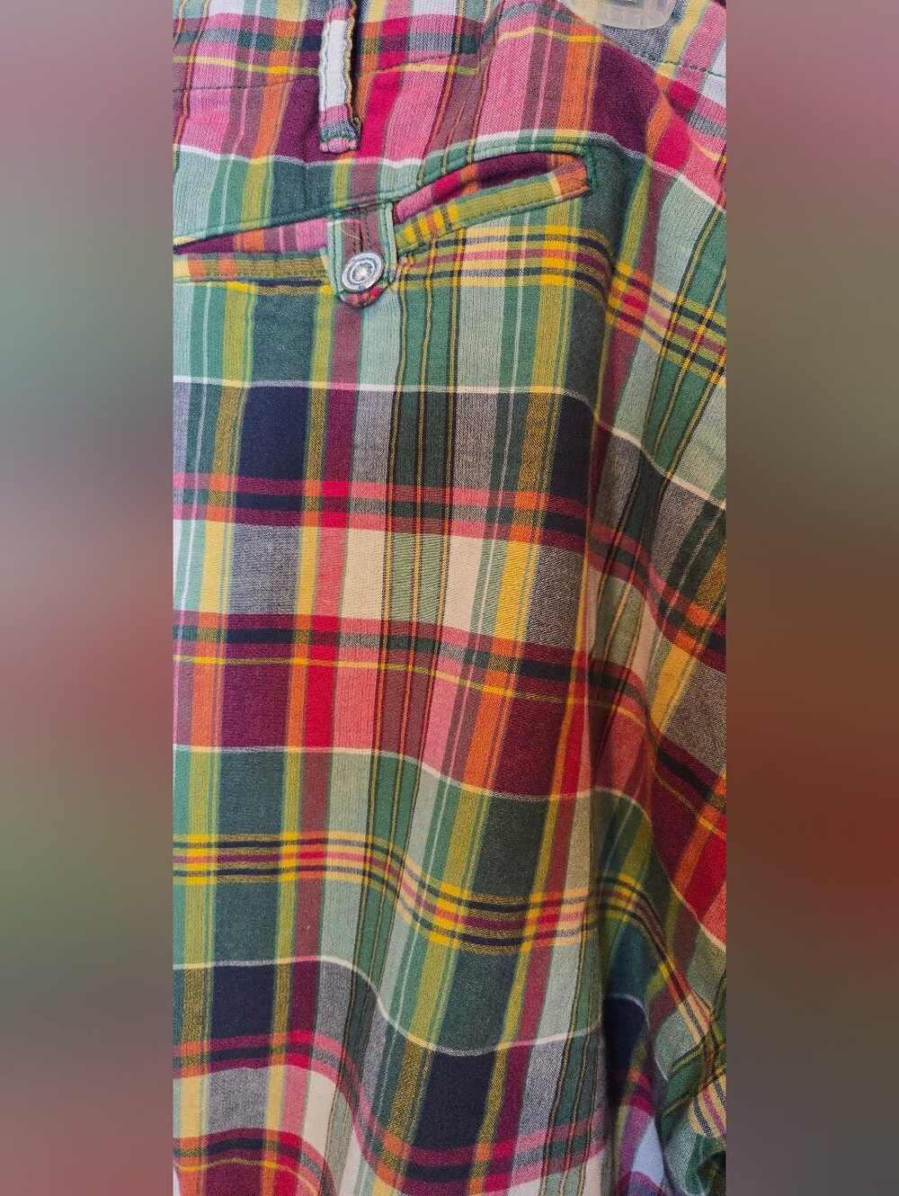 Polo Ralph Lauren Vintage Madras Men's 40 Plaid Cotton Shorts Green Pink - Picture 7 of 7